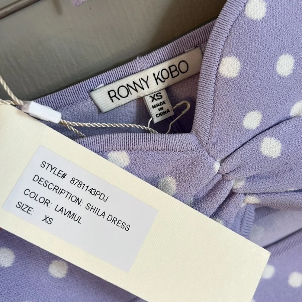Revolve Ronny Kobo Purple Polka Dot Shila Dress Size XS - Picture 6 of 13